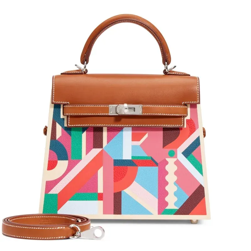 Hermès Limited Edition Fauve Barenia, Multicolor Clemence, Togo, Epsom, Madame, Tadelakt, Chèvre and Wood Kellywood Perspective Cavaliere Kelly 22 Palladium Hardware, 2026