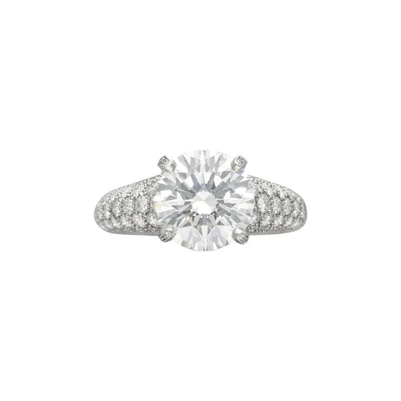 Cartier Platinum and 3.41ct Round Brilliant Cut Diamond Engagement Ring