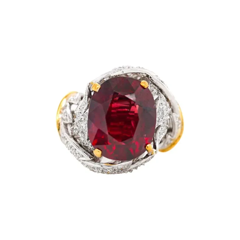 Tiffany & Co. White Gold, Gold, 5.94ct Mozambique Ruby and Diamond Ring