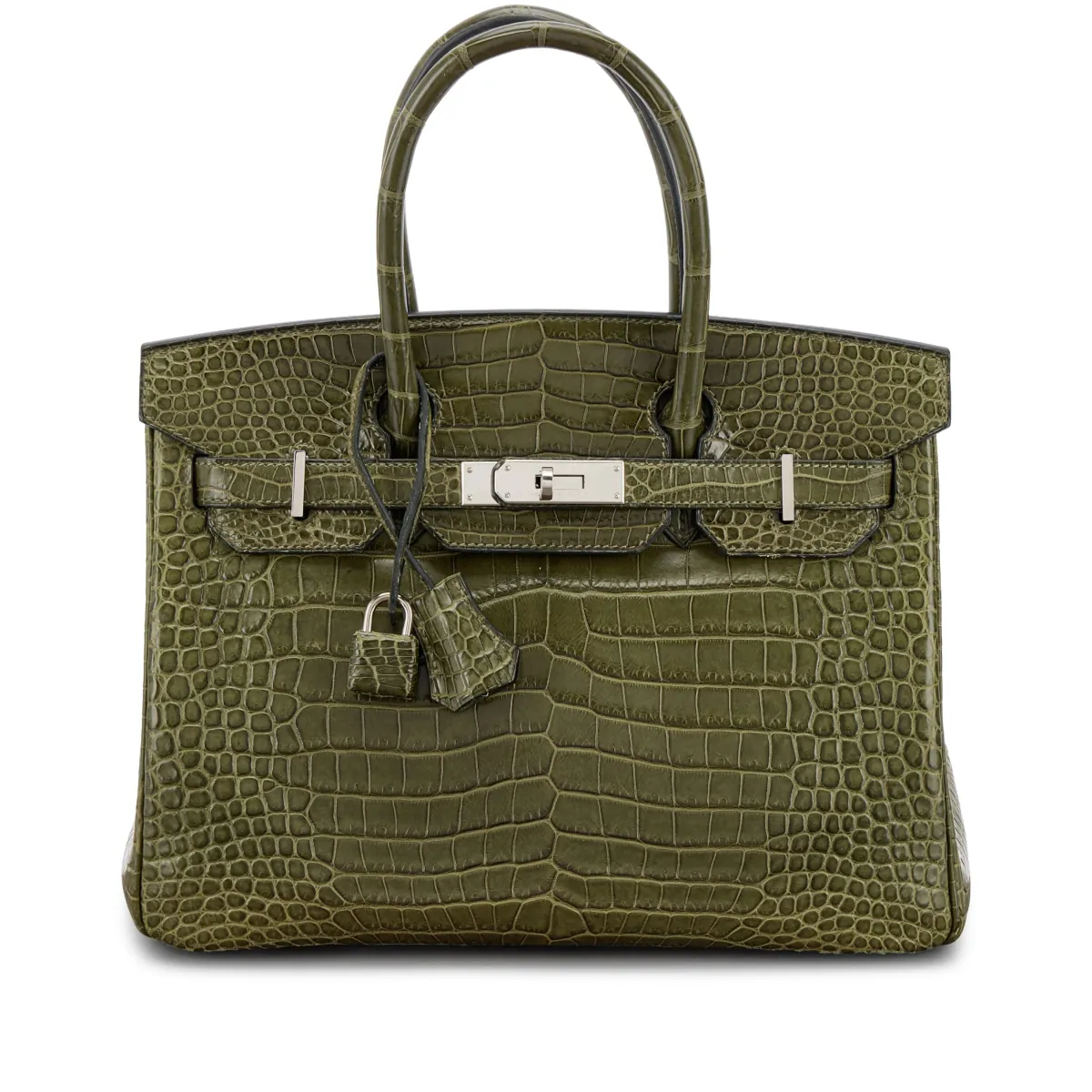 Hermès Vert Veronese Matte Porosus Crocodile Birkin 30 Palladium Hardware, 2012