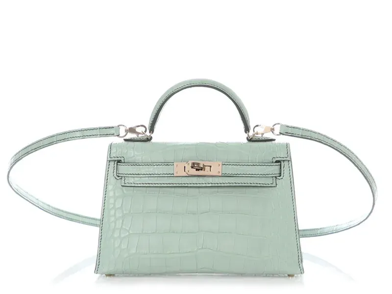 Hermès Vert d’Eau Matte Mississippiensis Alligator and Nata HSS Sellier Mini Kelly 20 II Permabrass Harware, 2023