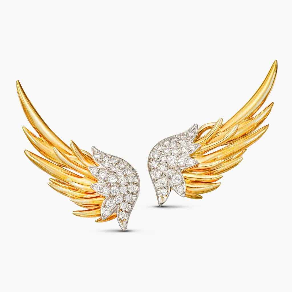 Schlumberger for Tiffany & Co. Pair of Gold and Diamond ‘Flame’ Earclips
