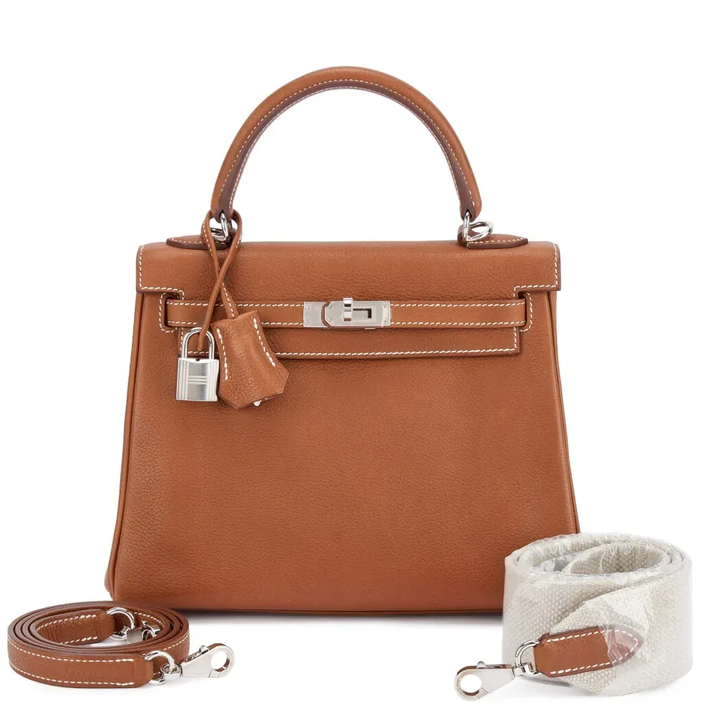 Hermès Fauve Barenia Faubourg Kelly 25 Retourné Palladium Hardware, 2023