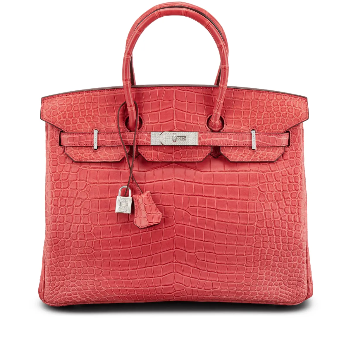 Hermès Bougainvillea Matte Porosus Crocodile Birkin 35 18K White Gold and Diamond Hardware, 2012
