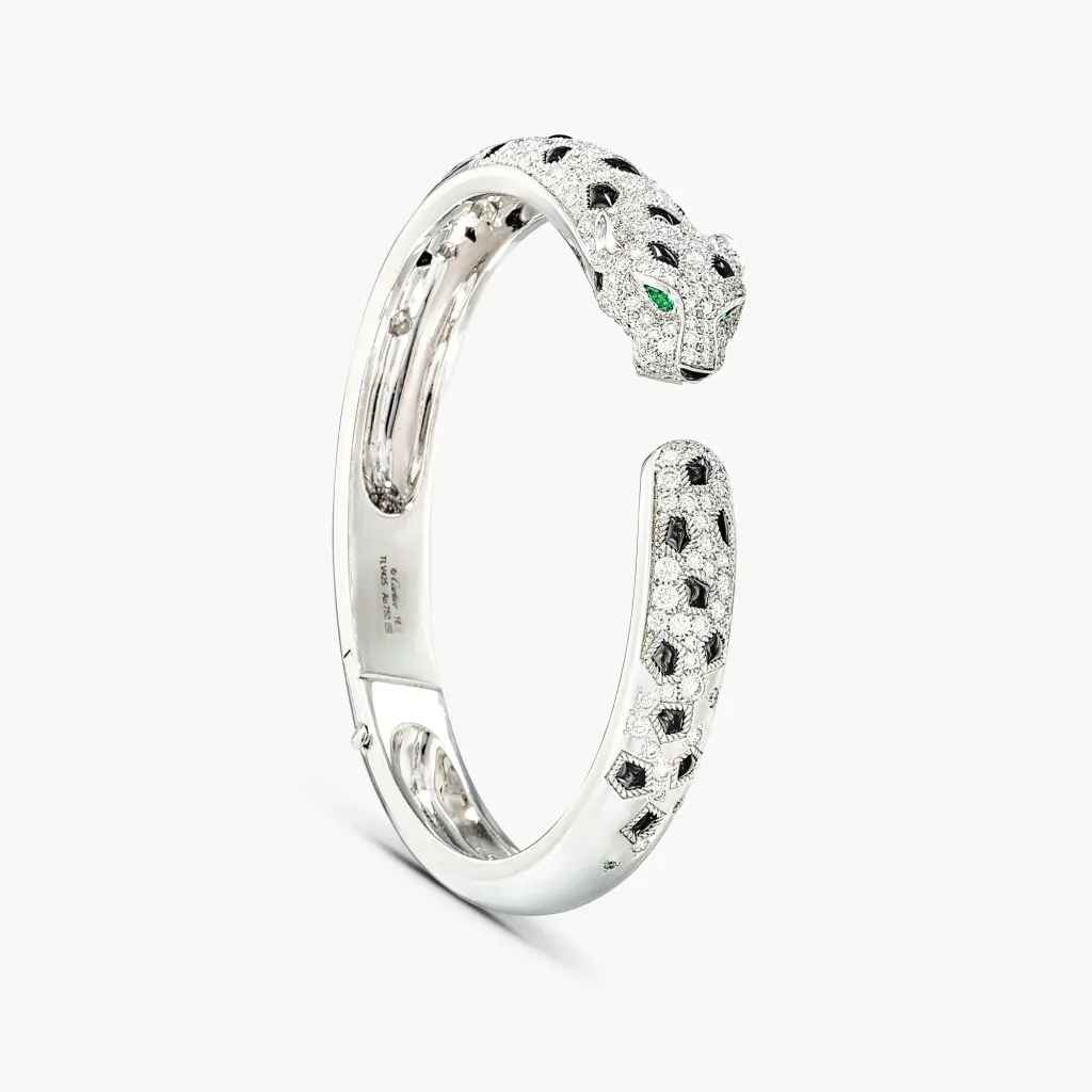 Cartier Diamond, Onyx and Emerald 'Panthère' Bangle
