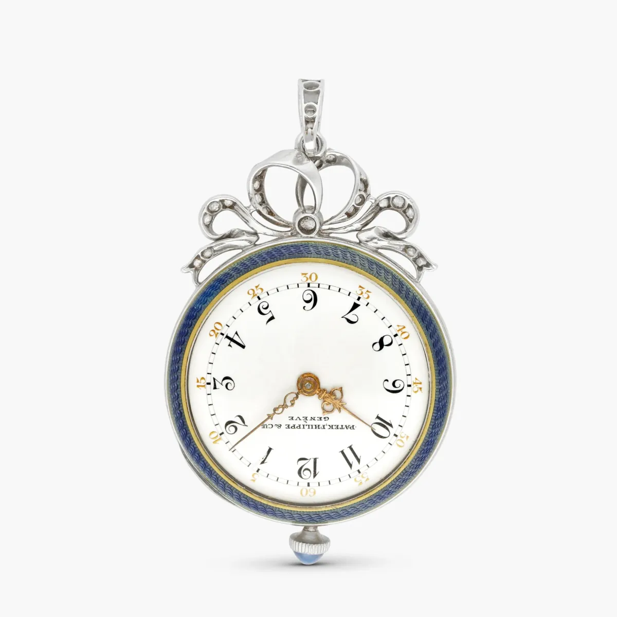 Patek Philippe & Cie. Genève A yellow gold, diamond and enamel-set pendant watch with enamel dial, Made in 1910