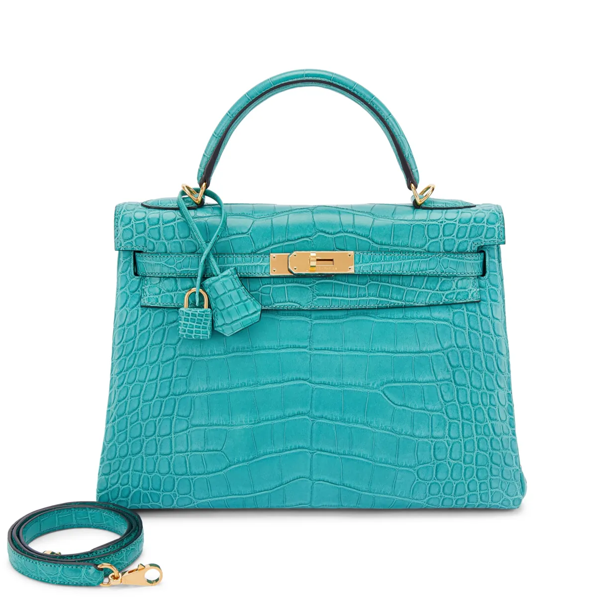 Hermès Bleu Paon Matte Mississippiensis Alligator Kelly 32 Retourné Gold Hardware, 2016