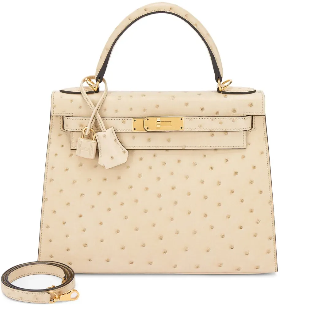 Hermès Parchemin Ostrich Kelly 28 Sellier Gold Hardware, 2019