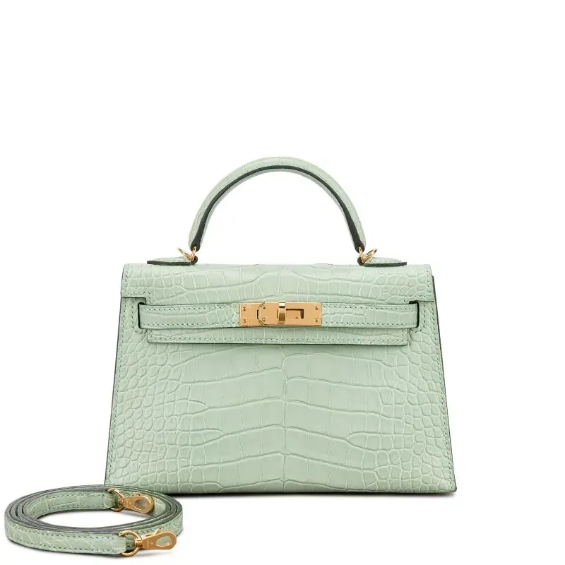 Hermès Vert d'Eau Matte Mississippiensis Alligator Mini Kelly II 20 Gold Hardware, 2024