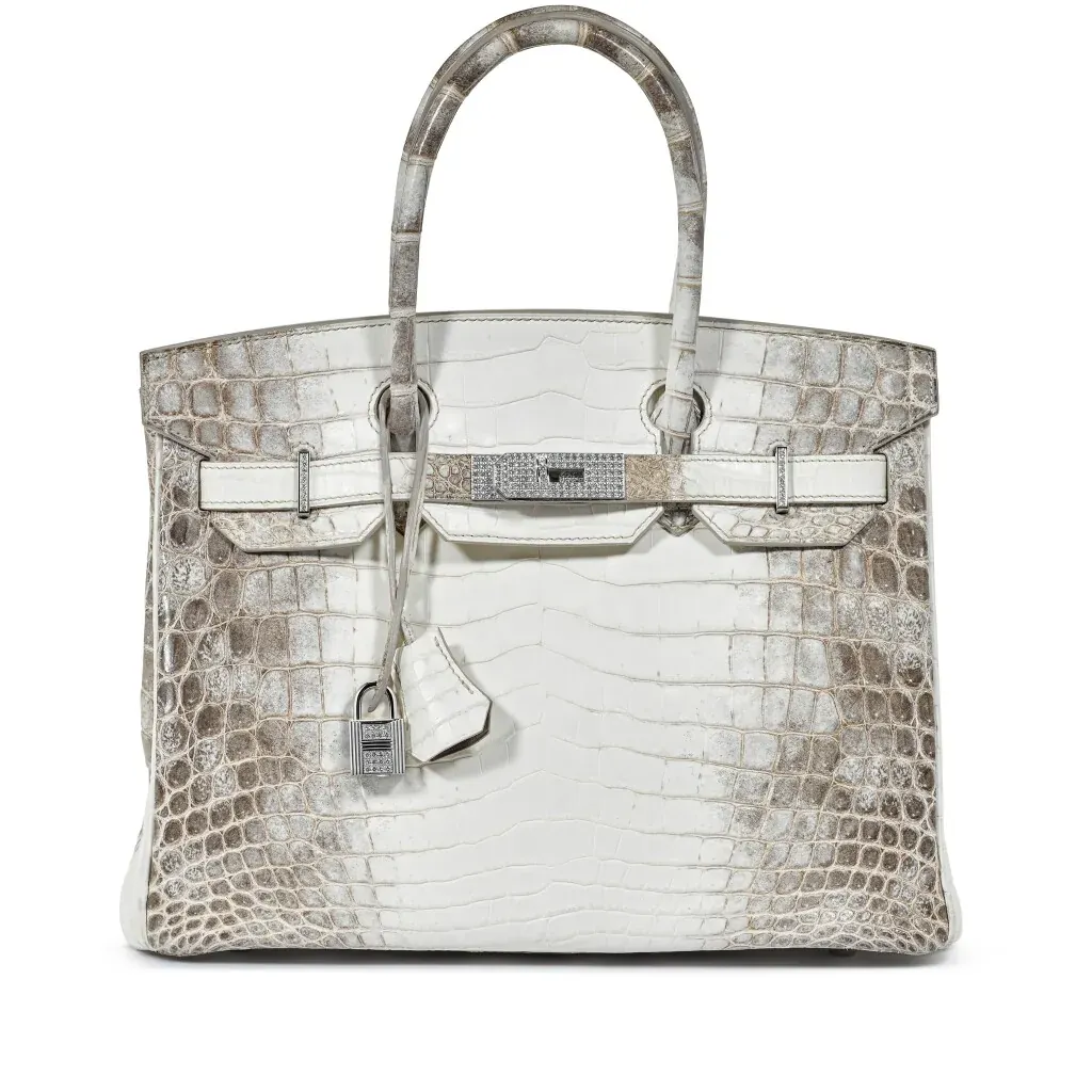 Hermès White Matte Niloticus Crocodile Himalaya Birkin 30 18K White Gold and Diamond Hardware, 2014