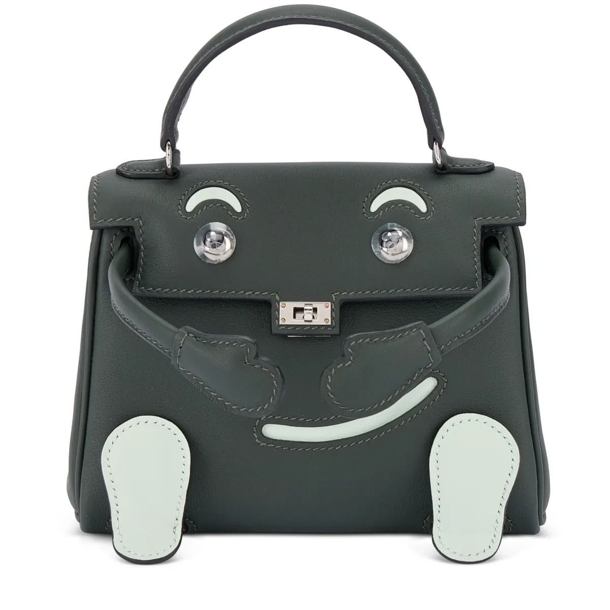 Hermès Limited Edition Vert Fonce and Vert Peppermint Swift Quelle Idole Kelly Doll Palladium Hardware, 2025