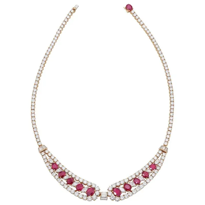 Cartier Gold, Ruby and Diamond Collar Necklace