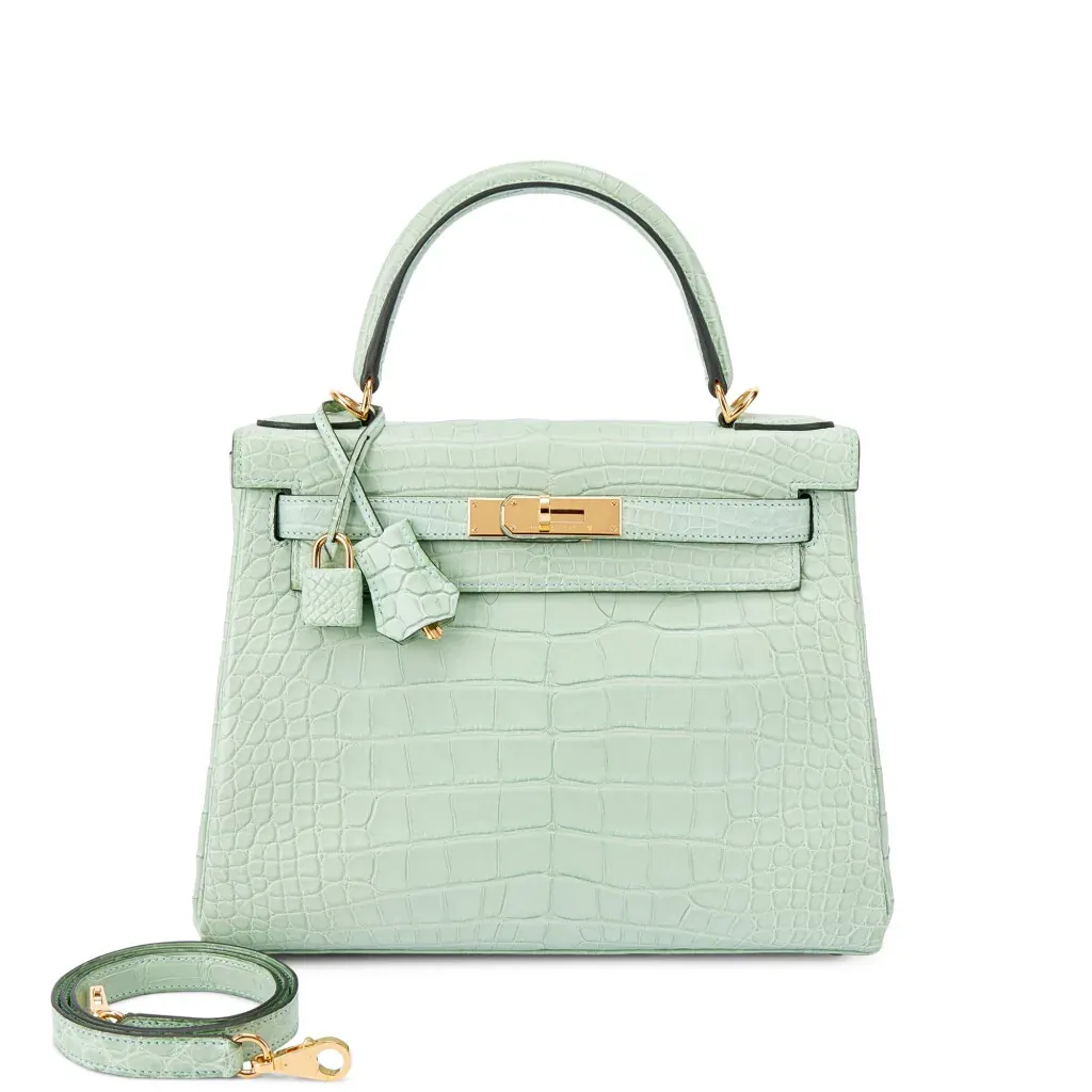 Hermès Vert d'eau Matte Mississippiensis Alligator Kelly 28 Retourné Gold Hardware, 2023