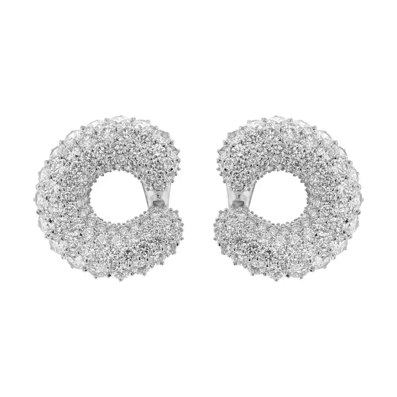 Cartier Platinum, White Gold and Diamond Circular Earclips