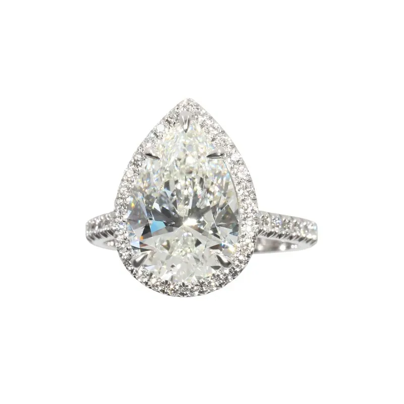 Tiffany & Co. Platinum, 4.02ct Pear Shape Diamond and Diamond Engagement Ring