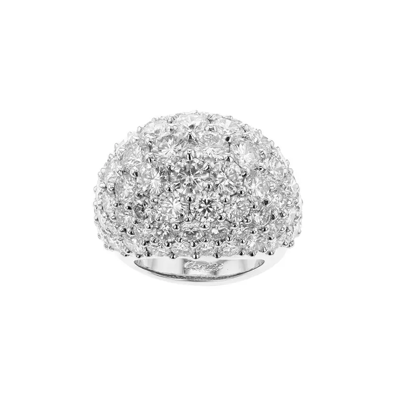 Cartier Platinum, White Gold and Diamond Bombé Ring