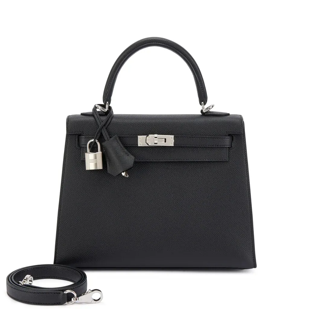 Hermès Black Epsom Kelly 25 Sellier Palladium Hardware, 2023