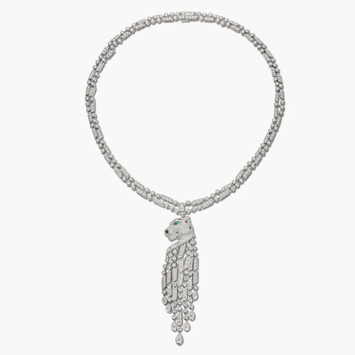 Cartier Diamond, Onyx and Emerald 'Panthère' Pendent Necklace