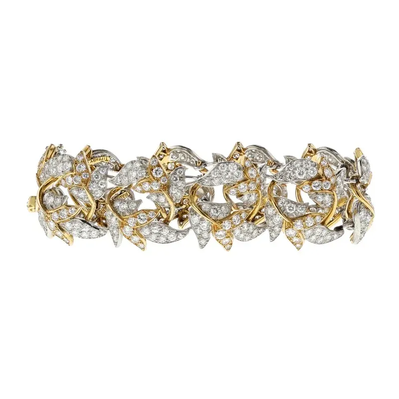 Tiffany & Co. Vintage Platinum, Gold and Diamond Feuilles Bracelet